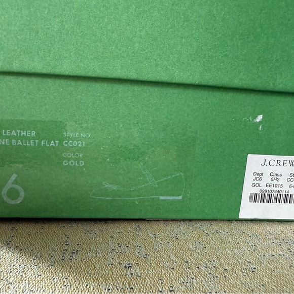 J.Crew Logan Mary Jane Ballet Flats Crinkled Metallic Gold Leather Size 6 NIB - Picture 6 of 7